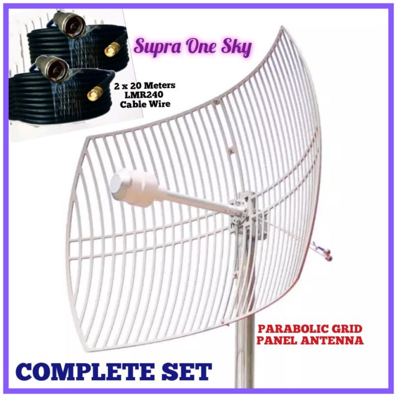 Parabolic Panel Antenna 60dBi 20meters Wire Signal Booster by Supra One ...