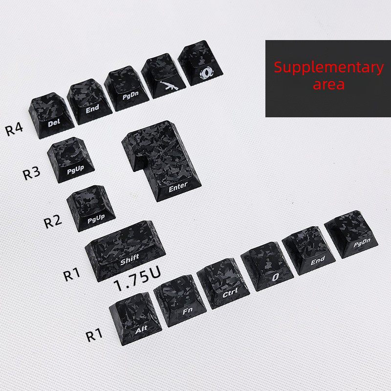 Carbon Fiber Textured Keycap Cherry Profile Side Print 119 Key Small ...