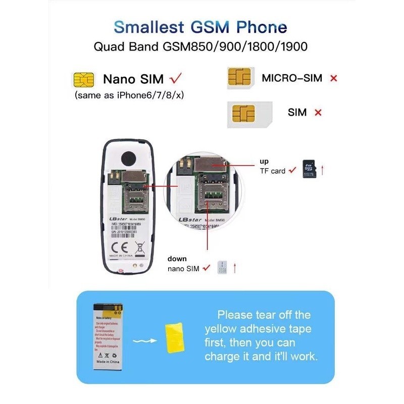 Original 4G BM10 Mini Phone keypad Phone Portable Micro Mobile Phone ...