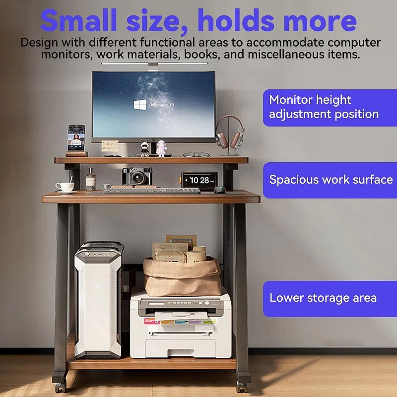 Double layered desktop computer desk household mini movable desk office ...