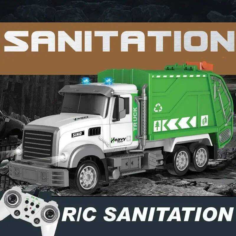 RC 1/12 Sanitation Truck Remote Control Garbage Car Liftable Dump ...