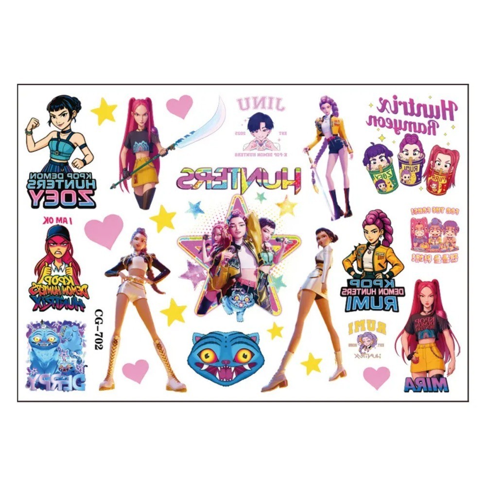 Kpop Demon Hunters Tattoo Stickers Cartoon kids Rumi Kang Sticker ...