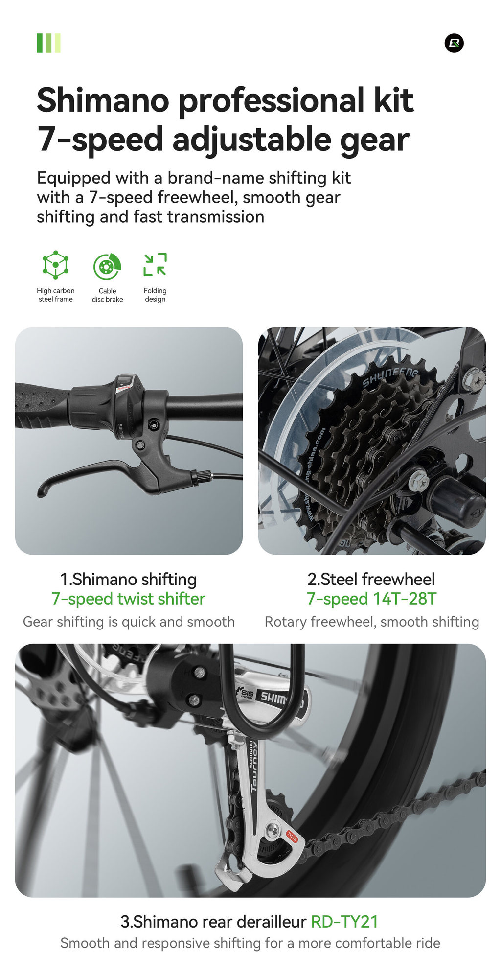 【PH Delivery】ROCKBROS Foldable Bike 20-inch Shimano 7-Speed Disc Brake ...