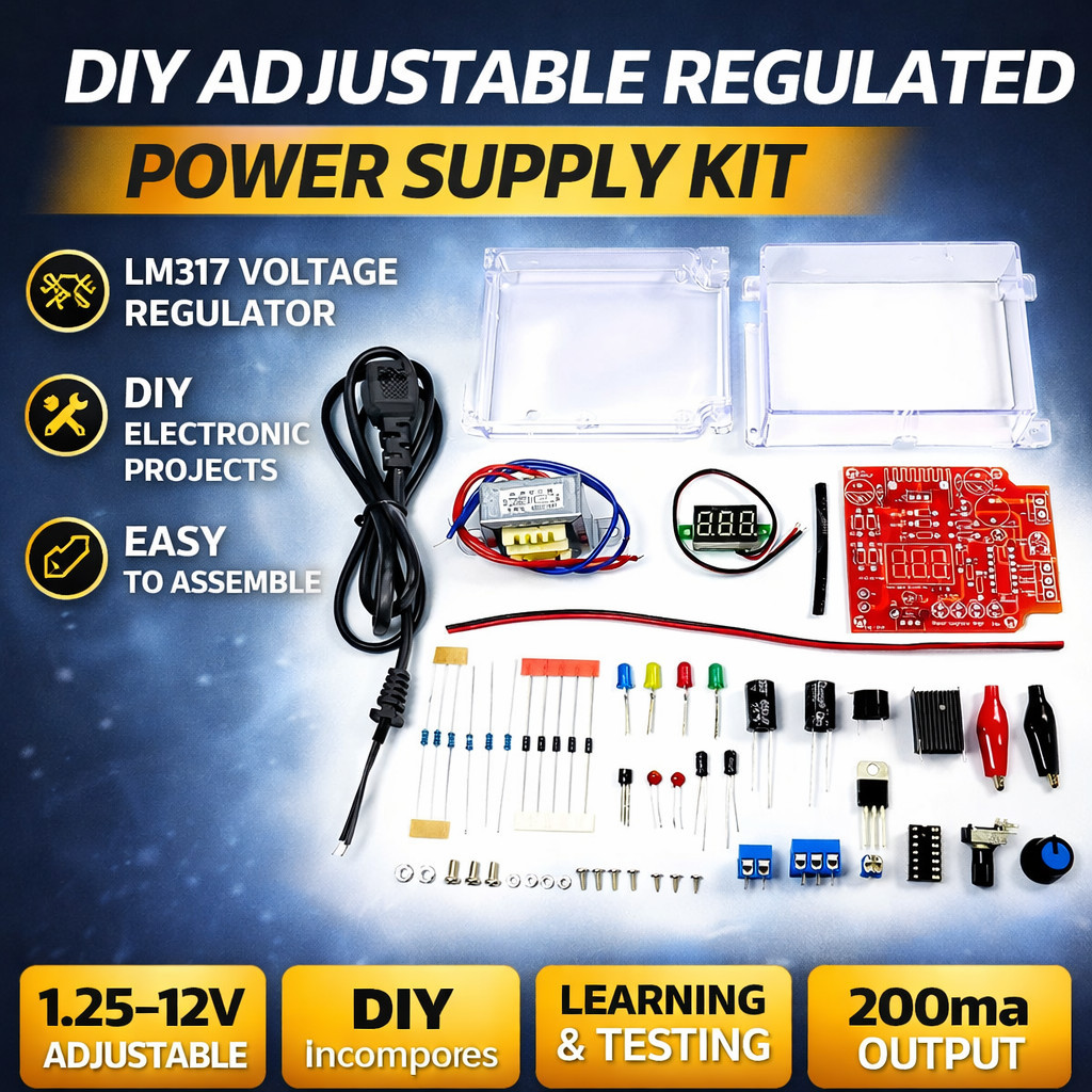 LM317 Adjustable Power Supply DIY Kit Regulated Voltage PCB Board 110V ...