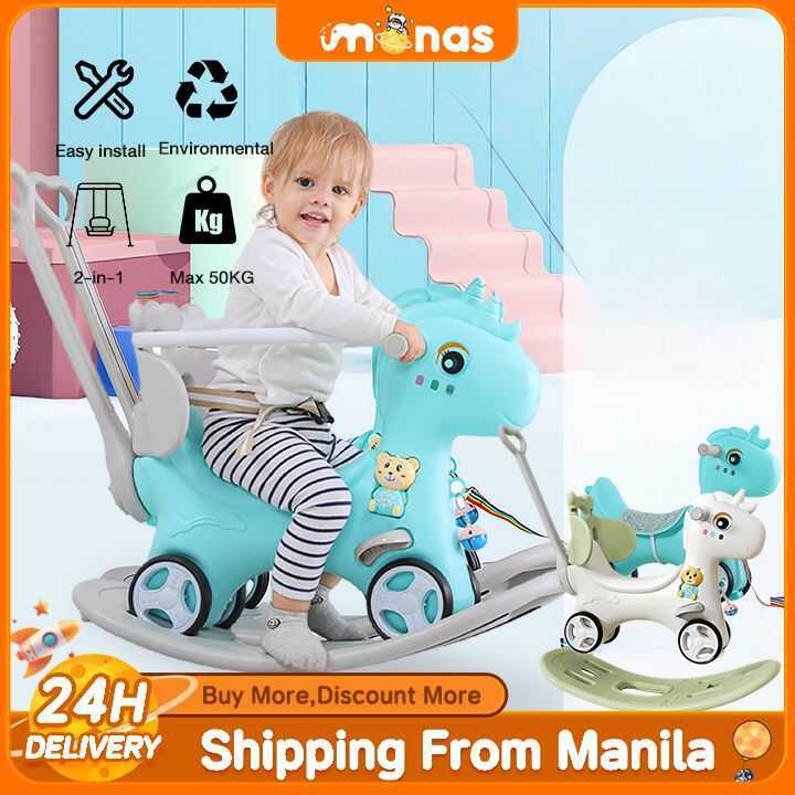 2C9 Rocking Horse For Kids 2In1 Rider Push Car Balance Rocker Pony Toys ...