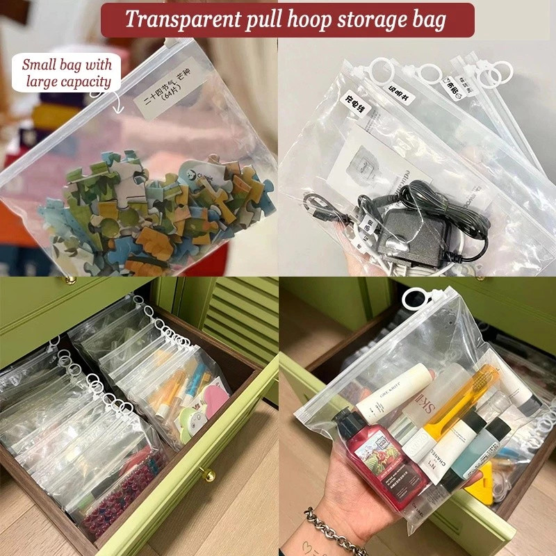 50Pcs Clear Waterproof Zippered Storage Bags, Portable Reusable ...