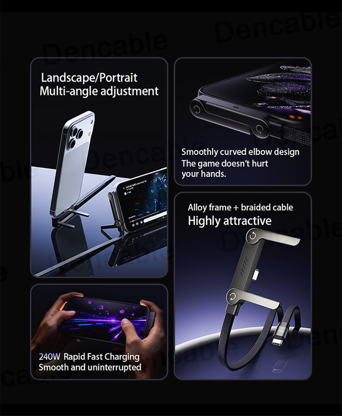 240W Super Fast Charging Data Cable With Built-in Stand 90°Elbow Design ...
