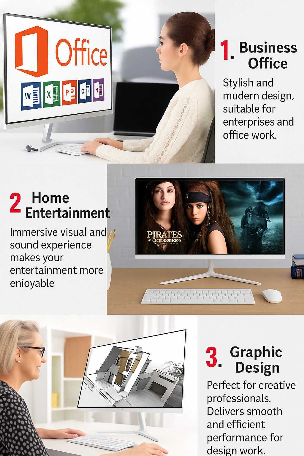 20/22/24inch All In One PC Desktop Computer Set With Intel Core ...