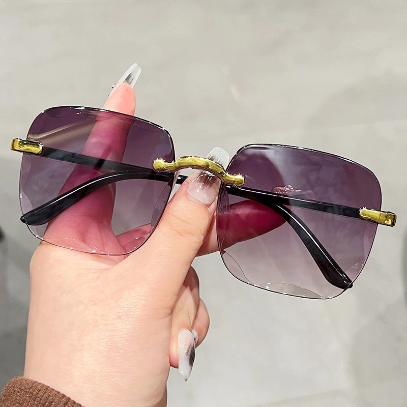 HD Polarized Anti-UV400 Gradient Lens Rimless glasses Square Gradient ...
