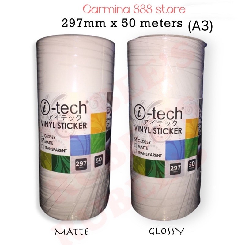 ITECH Vinyl Sticker Waterproof Matte/Glossy 1 Roll (297 mm x 50 meters ...