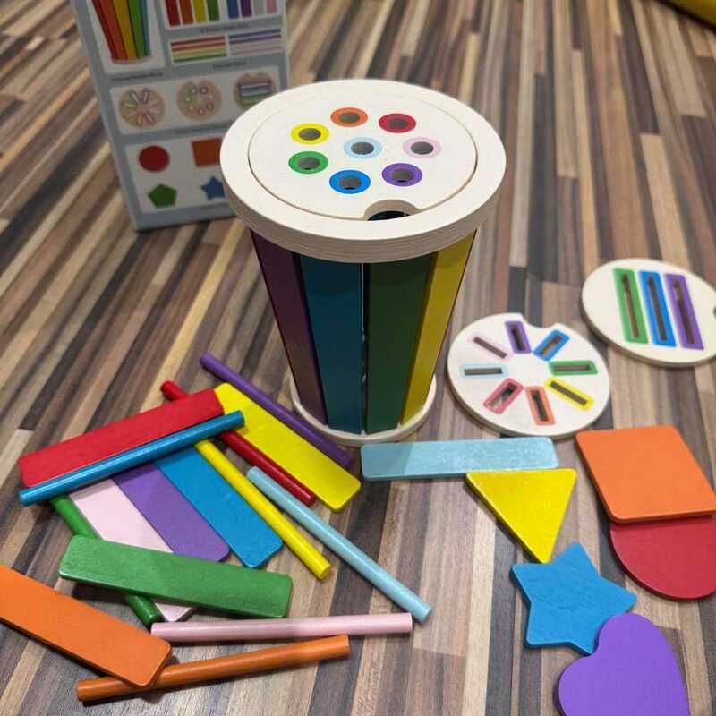 Montessori Educrateph Wooden Shape Color Sorting Toy Fine Motor Skills ...