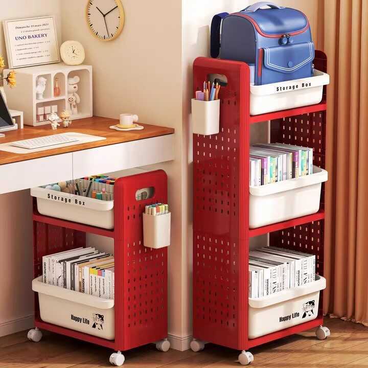 Bag Storage School Rack Movable Small Cart Office Under Desk Book ...