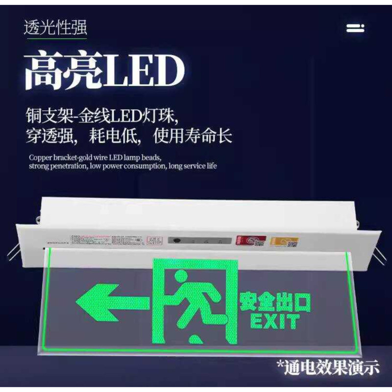 Inset Safety Exit Evacuation Indicator Channel Sign Ceiling Mounted ...