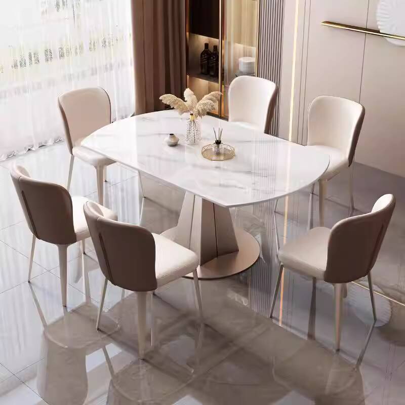 Slate Dining Table Bright Round Extendable Rotating Dining Table Modern ...
