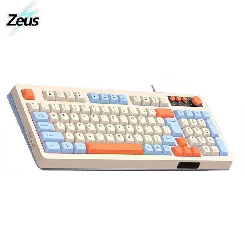 Zeus X Raiku Wired Rainbow LED Ligh Gaming Keyboard 98 Keys Silent With ...