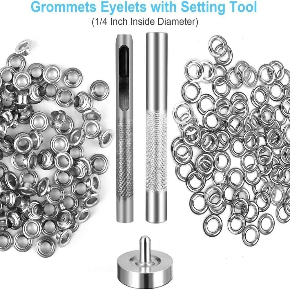 100 Set Grommets Eyelet Kit Copper Rivet Eye Button with Installer ...