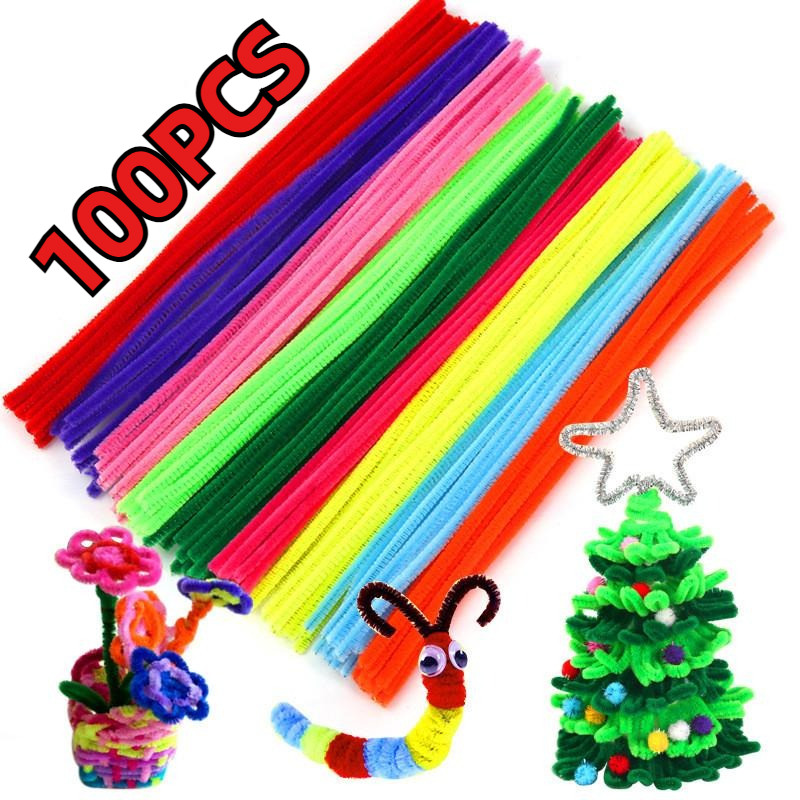 100pcs Colorful Fuzzy Wires Chenille Twisted Sticks Perfect for Diy ...