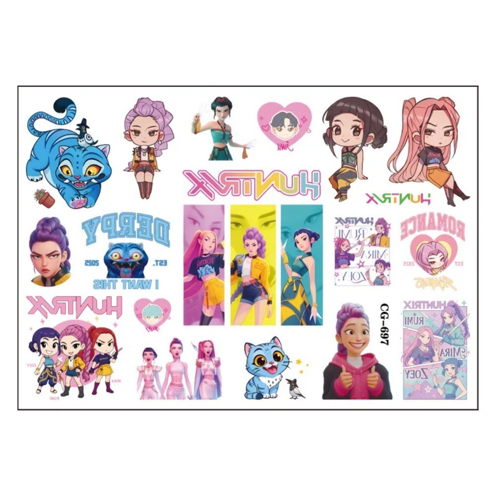 Kpop Demon Hunters Tattoo Stickers Cartoon kids Rumi Kang Sticker ...