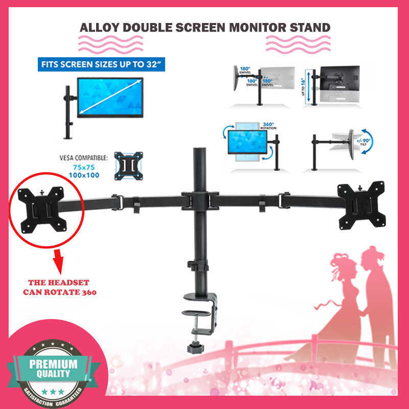 Double Monitor Bracket Mount C-Clamp And Grommet Desktop Fixture ...