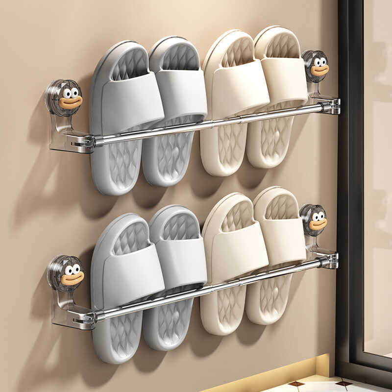 No-Drill Suction Bathroom Cup Extendable Drainage Shoe Rack Slipper ...