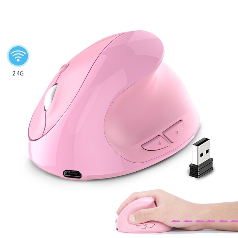 [Ready Stock] JOMAA Vertical Wireless Mouse 2.4G Rechargeable Pink ...