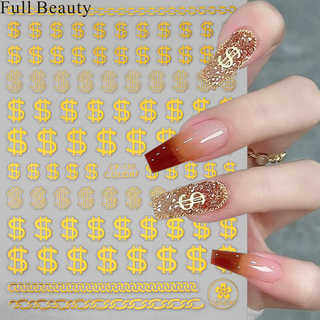 FULL BEAUTY Cross-Border New Year Get Rich Money Dollar Gold Foil Nail ...