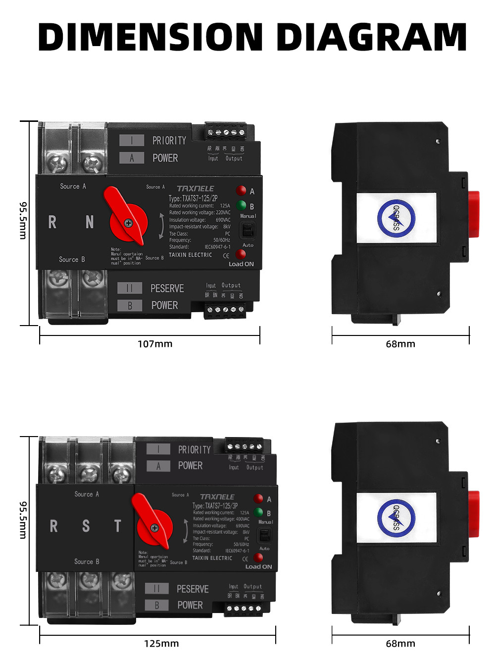 ATS Dual Power Automatic Transfer Switch Electrical Selector ...