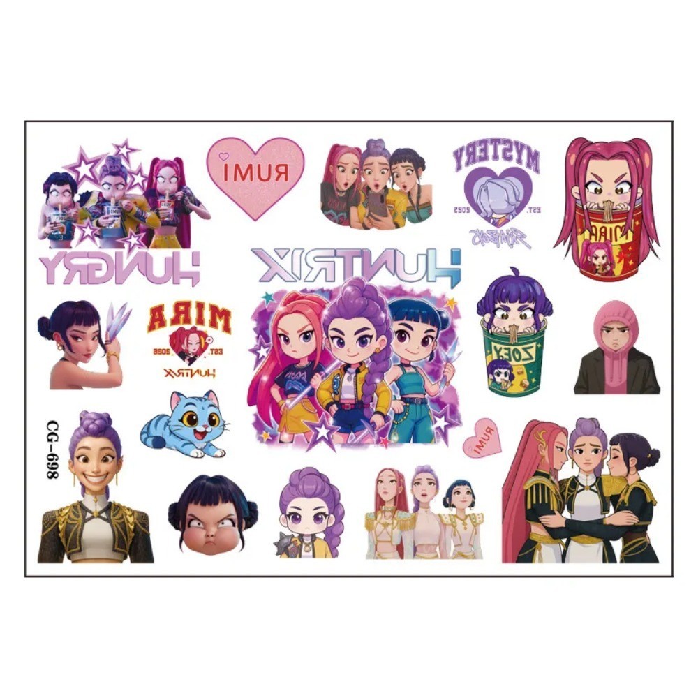Kpop Demon Hunters Tattoo Stickers Cartoon kids Rumi Kang Sticker ...