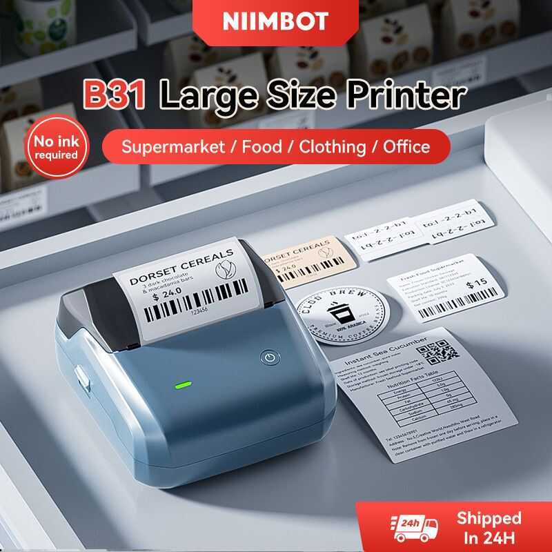 NIIMBOT B31 Thermal Large Size Label Printer Portable Wireless Inkless ...