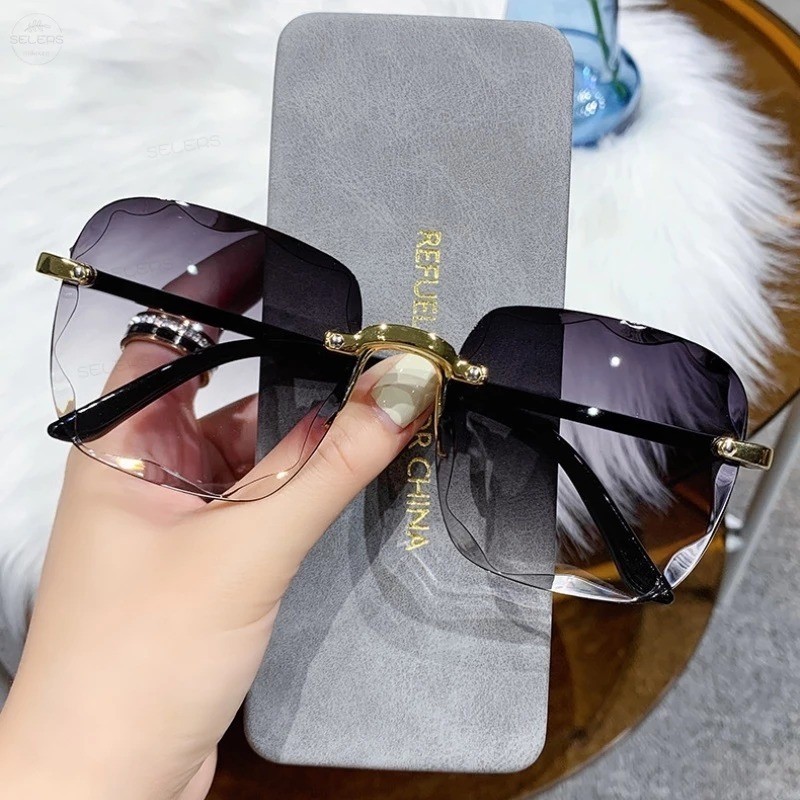HD Polarized Anti-UV400 Gradient Lens Rimless glasses Square Gradient ...