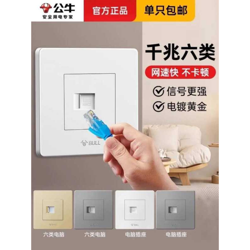 Bull Panel Gigabit Cat6 Port Interface Plug Network Cable Box Broadband ...