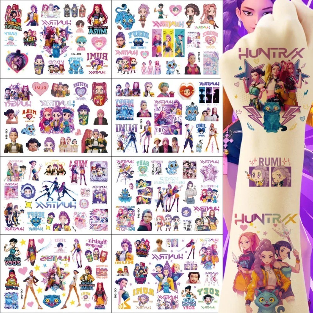 Kpop Demon Hunters Tattoo Stickers Cartoon kids Rumi Kang Sticker ...