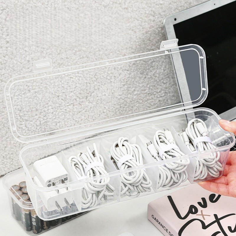 【BUY 1 TAKE 3】Data Cable Storage Box 5-Grid Organizer Multifunction ...