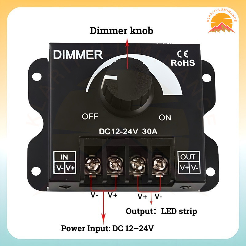 12V/24V 30A Strip Light Dimmer High Power LED Light Dimmer Switch Knob ...