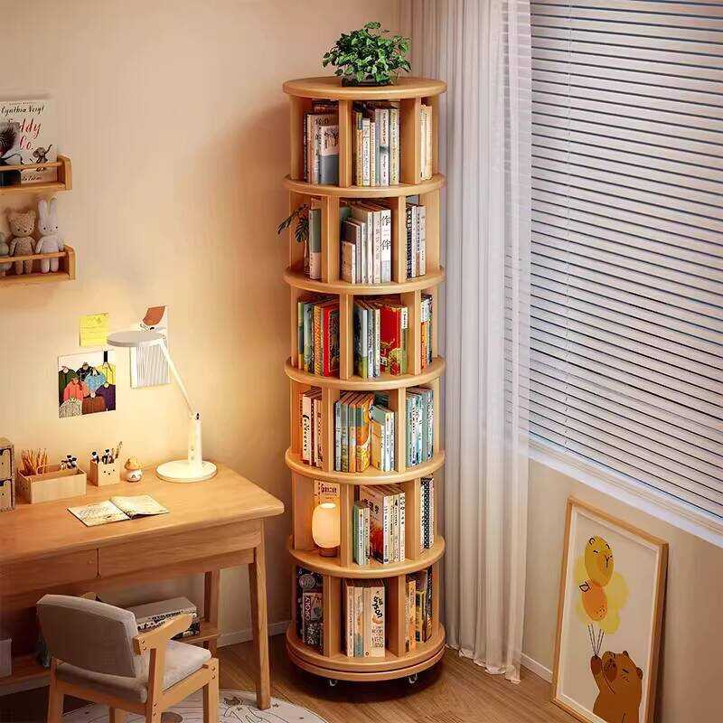 Rotating Bookshelf 360-Degree Movable Bookcase Cabinet Integrated ...