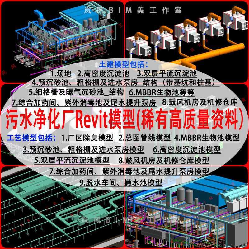 Revit Wastewater Plant Model Various Water Treatment Process Equipment ...