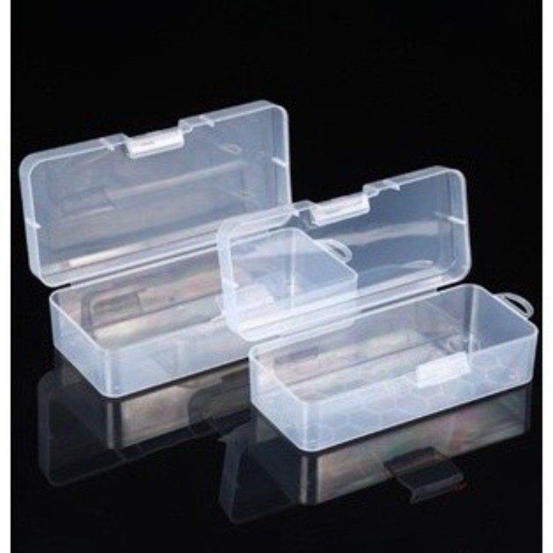 Transparent plastic snap-lock storage box, small rectangular box with ...