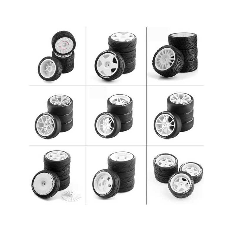 1/10 Flat Running Rally Tire Wheel Hub Ford Mustang Tamiya Kyosho ...