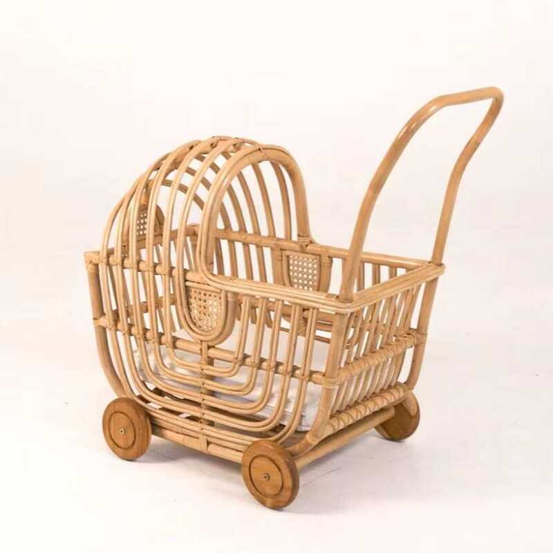 Wicker Doll Carriage Baby Stroller Walker Training Rattan Baby Stroller ...