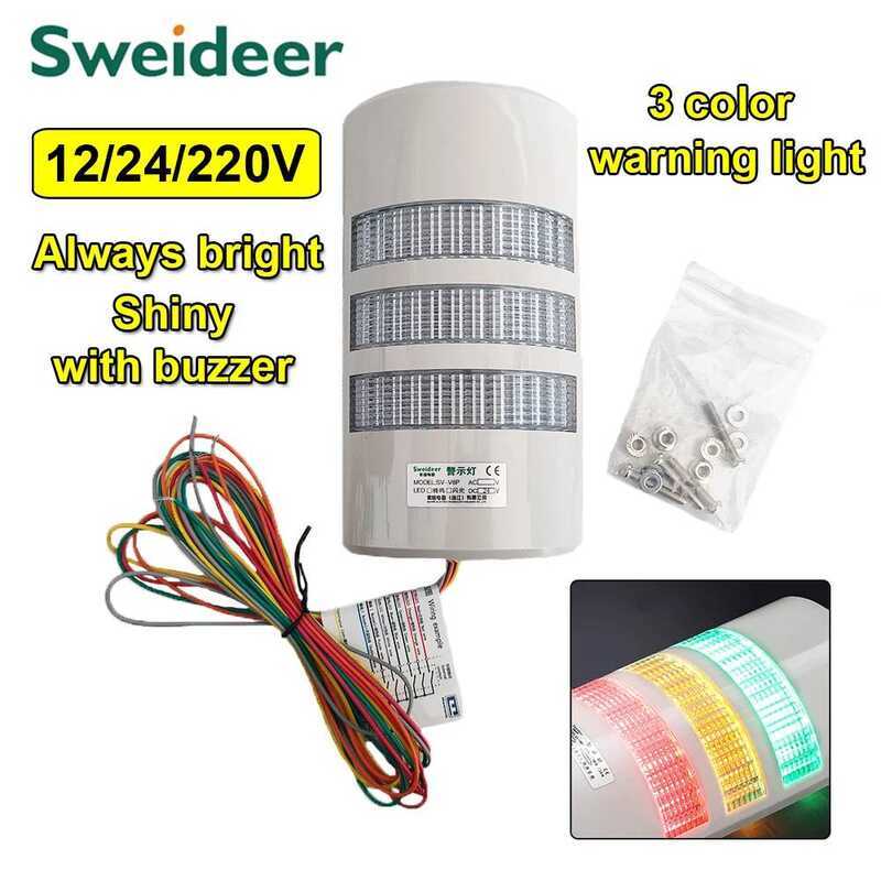 9 Warning 3 Led Signal Light Wall Mounting Three Color Alert With Voice ...