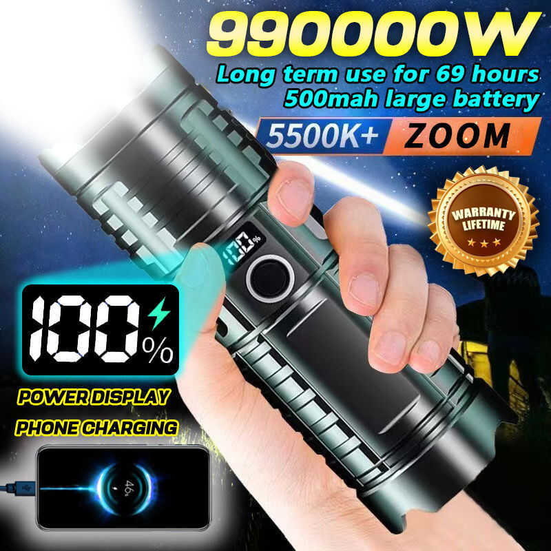 NEW Flashlight Rechargeable Flashlights Heavy Duty Japan Super Light ...