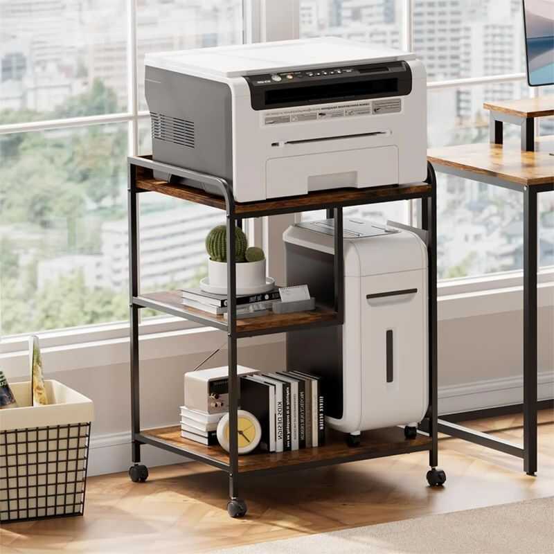 3 Layer Printer Rack Stand With Wheels Printer Shelving Printer Stand ...