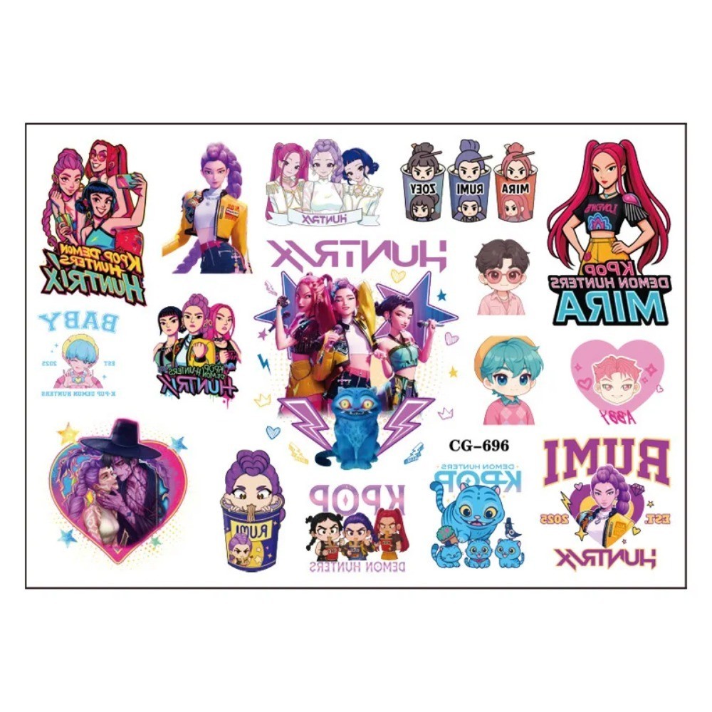 Kpop Demon Hunters Tattoo Stickers Cartoon kids Rumi Kang Sticker ...