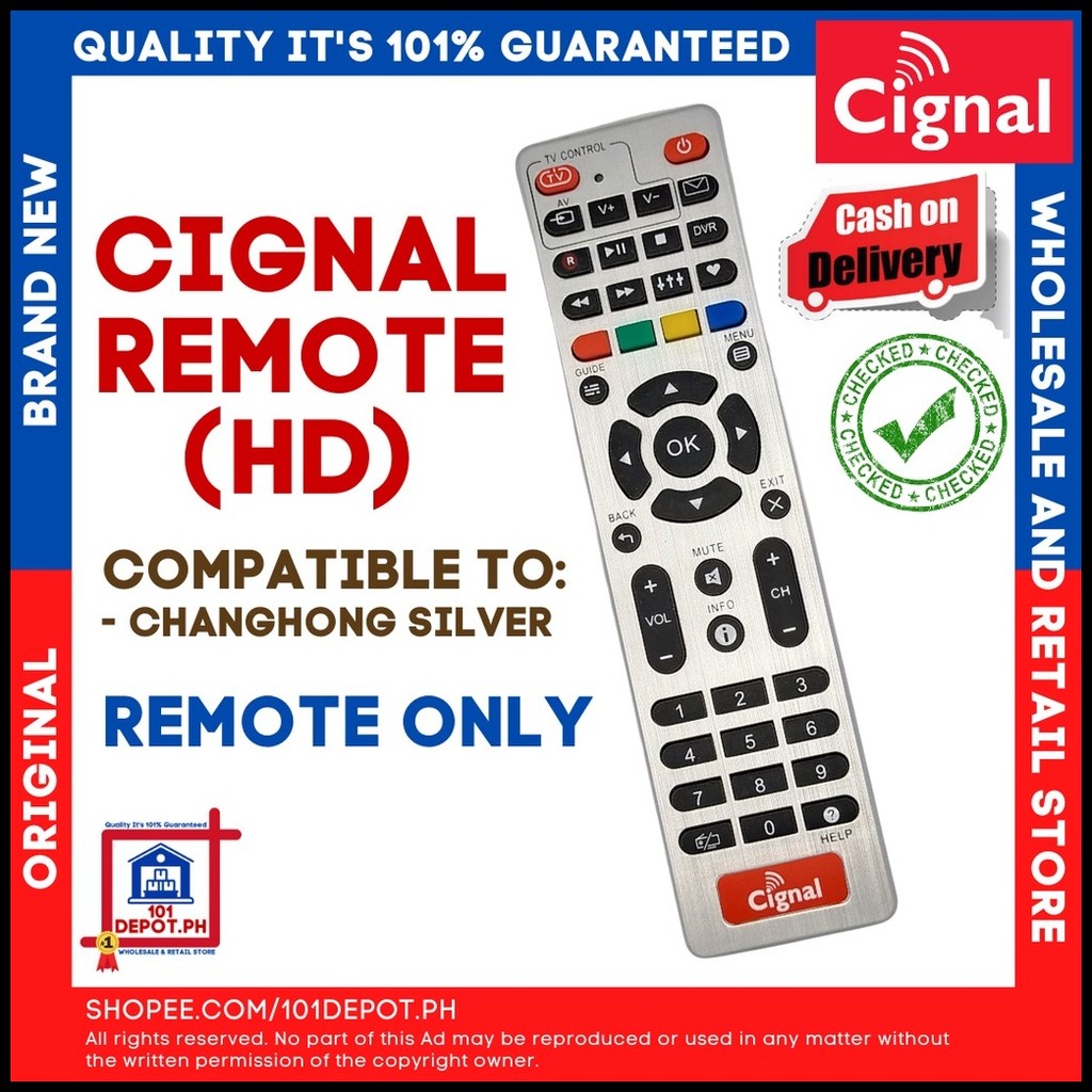 Cignal Remote Changhong SILVER MODEL HD Compatible +FREE 2PCS Battery ...
