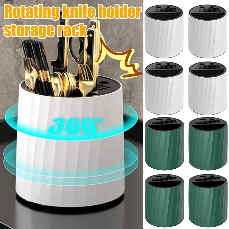 Rotating Knife Holder Rack Compact, Kitchen Organizer with Moisture ...