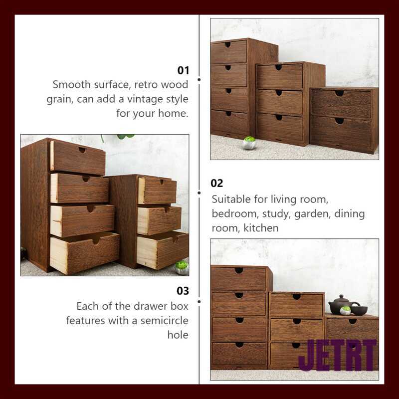 JETRT New Desktop Drawer Box Rustic Layer Drawers Multi Storage Jewelry ...