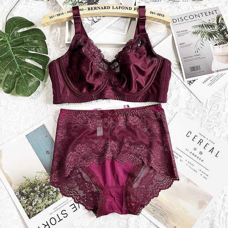 Plus Size Full Lace Red Bra Set for Zodiac Year, Minimizing Large Bust ...