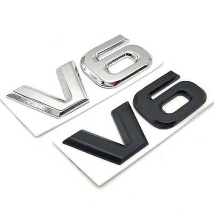 3D Metal V6 Letters Digital Emblem Car Stickers Logo Decal | Shopee ...