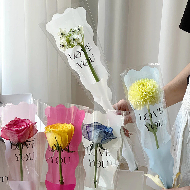 50Pcs Love Single Flower Packaging Bag Small Bouquet Gift Diy Wrapping ...