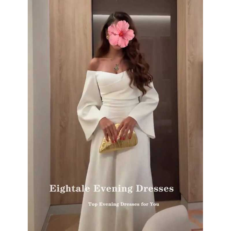 Eightale Arabic Wedding Dress Customized Ivory off the Shoulder Bridal Gown  Long Sleeves Muslim | Shopee Philippines
